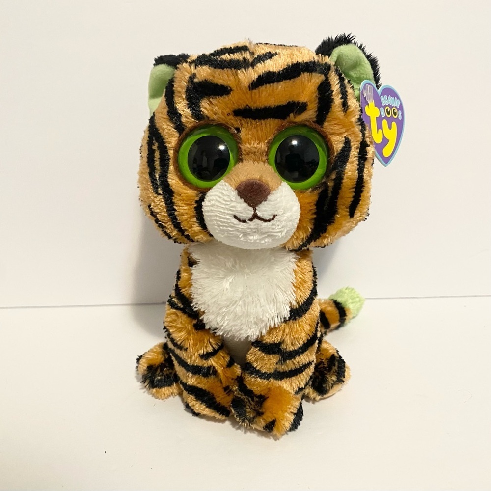 TY Beanie Boos Stripes Boo Tiger Glitter Sparkle Purple Tag Toy Orange Black